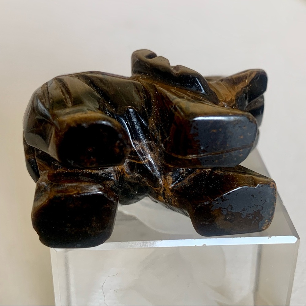 Tiger's Eye Carved Quartz Crystal Elephant Carving Reiki Healing Figurine FLASHY - Picture 12 of 15